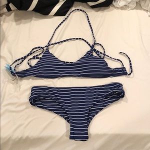 Brand New Navy/White Striped Swimsuit S